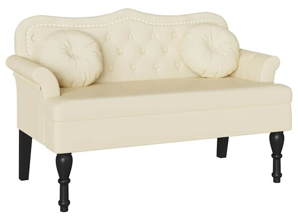 VidaXL Chesterfield Pad párnával Krém 120,5 x 65 x 75 cm Műbőr