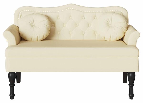 VidaXL Chesterfield Pad párnával Krém 120,5 x 65 x 75 cm Műbőr