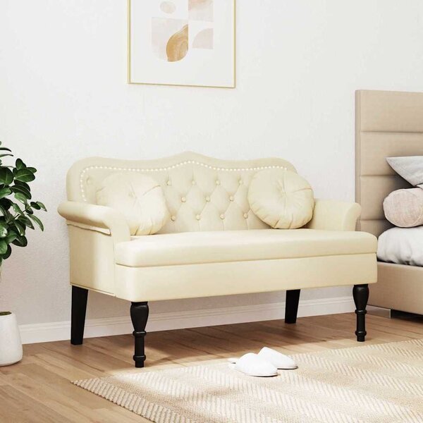 VidaXL Chesterfield Pad párnával Krém 120,5 x 65 x 75 cm Műbőr