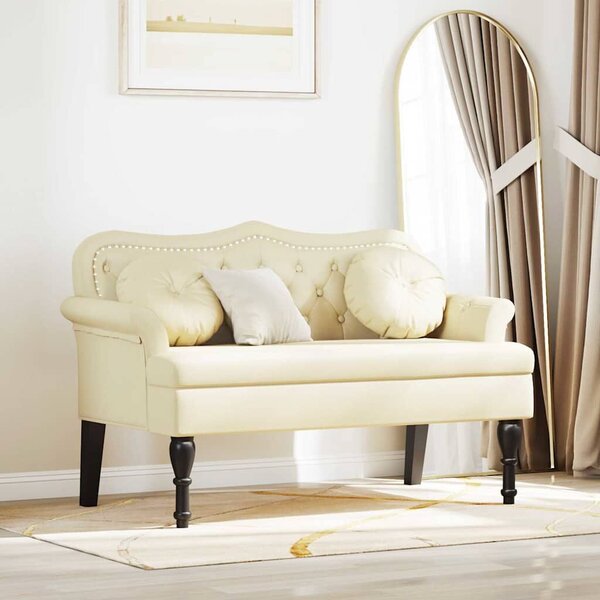 VidaXL Chesterfield Pad párnával Krém 120,5 x 65 x 75 cm Műbőr