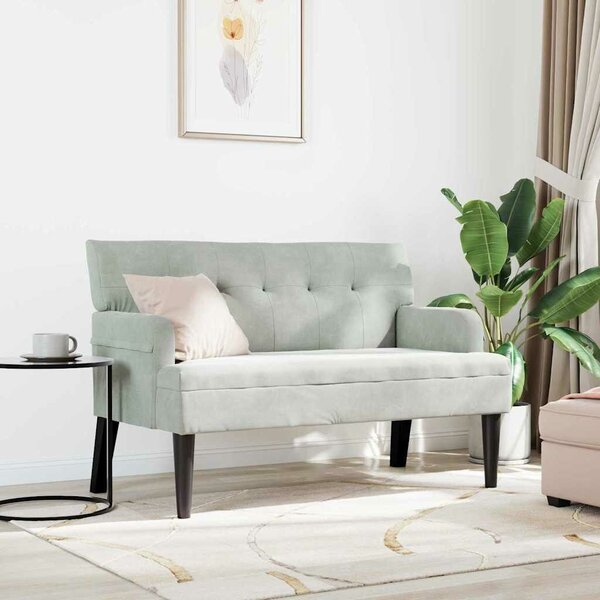 VidaXL Chesterfield Pad Világosszürke 112 x 65,5 x 75 cm Bársony