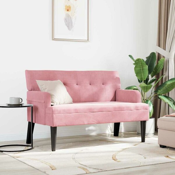VidaXL Chesterfield Pad Rózsaszín 112 x 65,5 x 75 cm Bársony