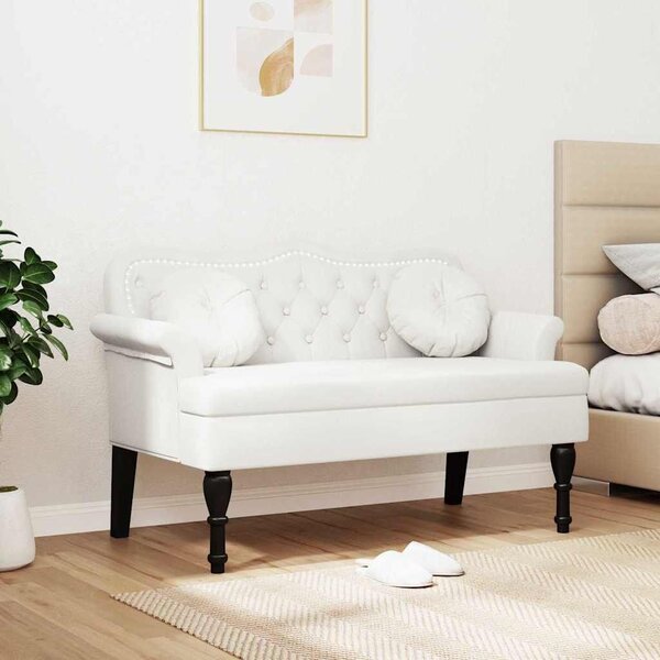 VidaXL Chesterfield Pad párnával Fehér 120,5 x 65 x 75 cm Műbőr