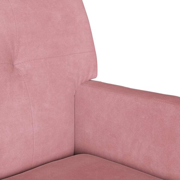 VidaXL Chesterfield Pad Rózsaszín 112 x 65,5 x 75 cm Bársony