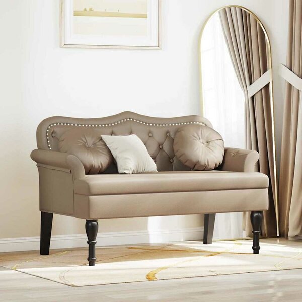 VidaXL Chesterfield Pad párnával Cappuccino 120,5 x 65 x 75 cm Műbőr