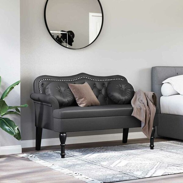 VidaXL Chesterfield Pad párnával Fekete 120,5 x 65 x 75 cm Műbőr