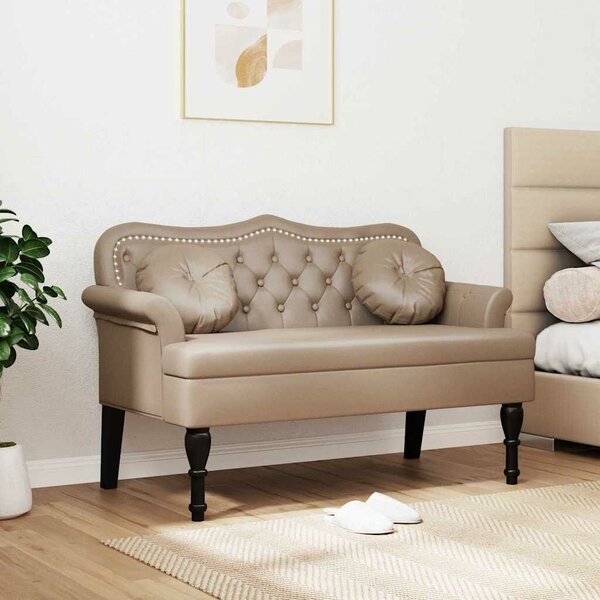 VidaXL Chesterfield Pad párnával Cappuccino 120,5 x 65 x 75 cm Műbőr
