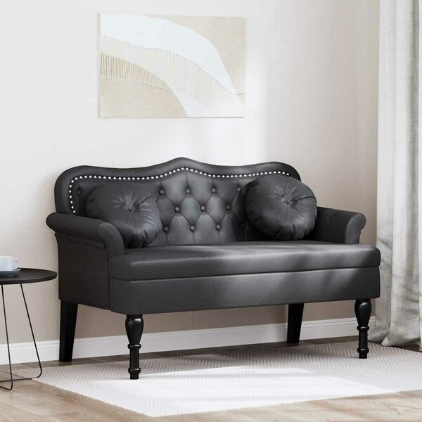 VidaXL Chesterfield Pad párnával Fekete 120,5 x 65 x 75 cm Műbőr