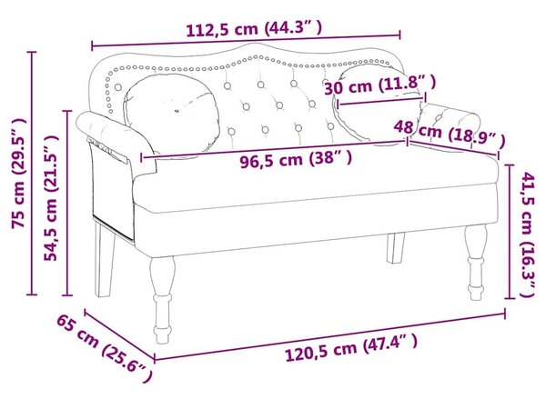 VidaXL Chesterfield Pad párnával Cappuccino 120,5 x 65 x 75 cm Műbőr