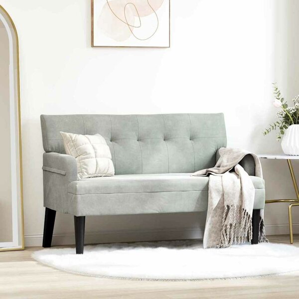 VidaXL Chesterfield Pad Világosszürke 112 x 65,5 x 75 cm Bársony