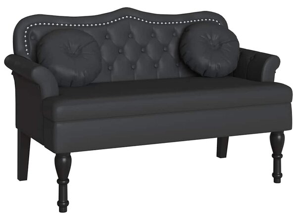 VidaXL Chesterfield Pad párnával Fekete 120,5 x 65 x 75 cm Műbőr