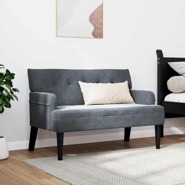 VidaXL Chesterfield Pad Sötétszürke 112 x 65,5 x 75 cm Bársony