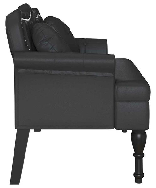 VidaXL Chesterfield Pad párnával Fekete 120,5 x 65 x 75 cm Műbőr
