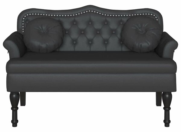 VidaXL Chesterfield Pad párnával Fekete 120,5 x 65 x 75 cm Műbőr