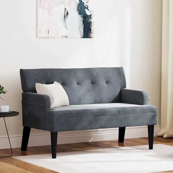VidaXL Chesterfield Pad Sötétszürke 112 x 65,5 x 75 cm Bársony