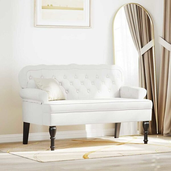 VidaXL Chesterfield Pad Fehér 119.5 x 64.5 x 75 cm Műbőr