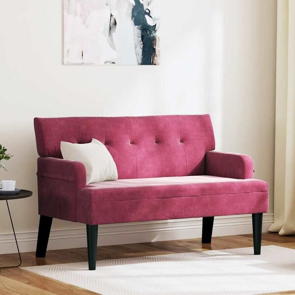 VidaXL Chesterfield Pad Bordó 112 x 65,5 x 75 cm Bársony