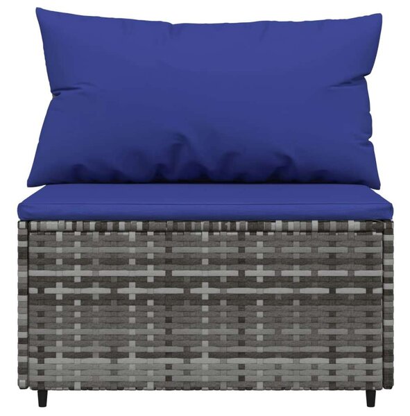 VidaXL 3 részes szürke polyrattan kerti ülőgarnitúra párnákkal
