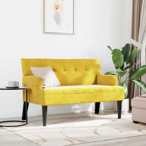 VidaXL Chesterfield Pad Sárga 112 x 65,5 x 75 cm Bársony