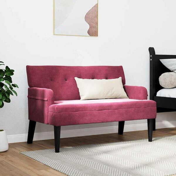 VidaXL Chesterfield Pad Bordó 112 x 65,5 x 75 cm Bársony