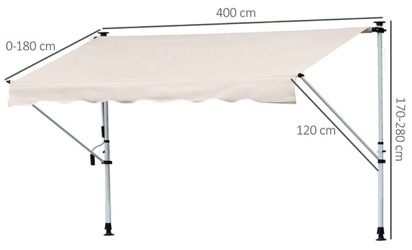 Előtető, Forgattyú, Teleszkópos oszlopok, 400x120cm, Khaki zöld / fehér