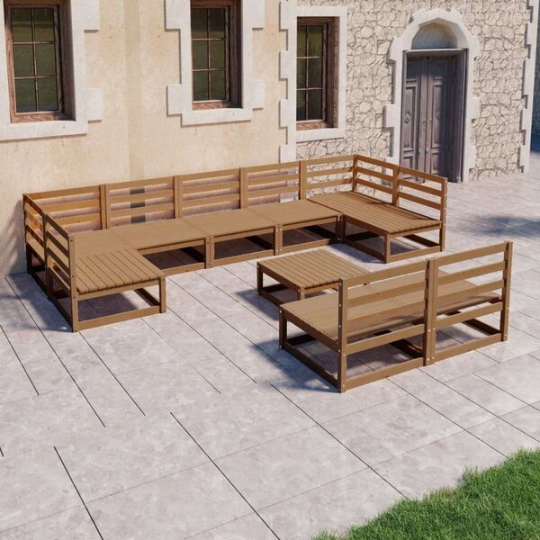 VidaXL 10 részes tömör fenyőfa kerti ülőgarnitúra