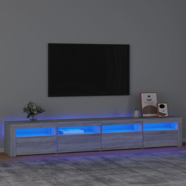 VidaXL szürke sonoma színű TV-szekrény LED-lámpákkal 240x35x40 cm