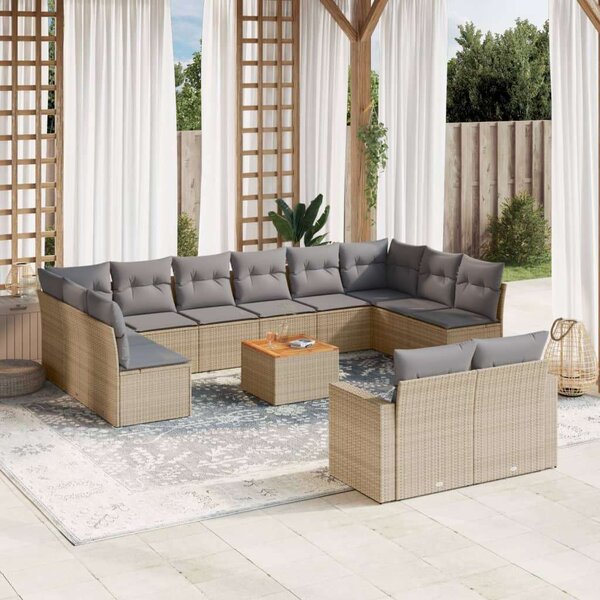 VidaXL Polyrattan Kerti Ülőgarnitúra - Bézs - 13 részes