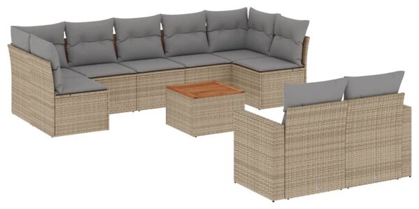 VidaXL Polyrattan Kerti Ülőgarnitúra - 10 részes - Bézs
