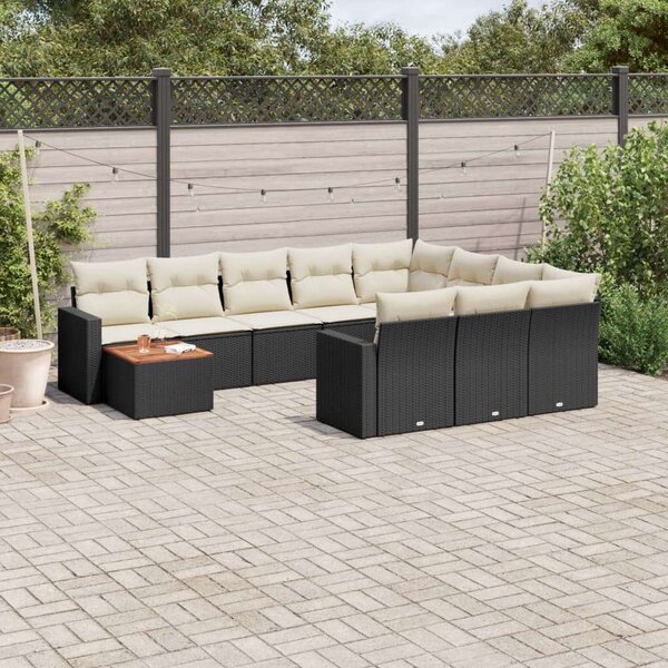 VidaXL Polyrattan Kerti Ülőgarnitúra - 11 részes - Fekete