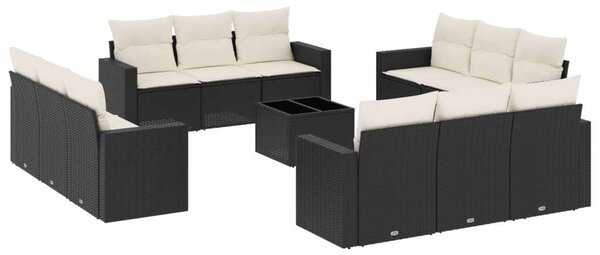VidaXL Polyrattan Kerti Ülőgarnitúra - 13 részes - Fekete