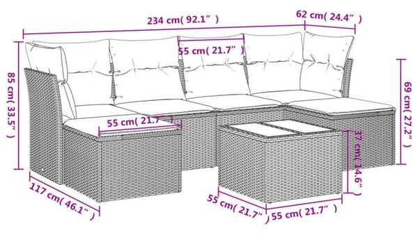 VidaXL Polyrattan Kerti Ülőgarnitúra - 7 részes, Bézs