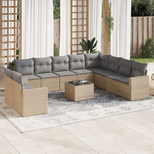 VidaXL Polyrattan Kerti Ülőgarnitúra - 11 részes - Bézs