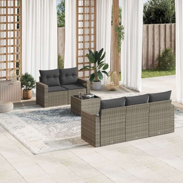 VidaXL Polyrattan Kerti Ülőgarnitúra - 6 részes - Szürke