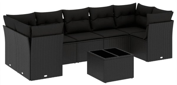VidaXL Polyrattan Kerti Ülőgarnitúra - 8 részes - Fekete