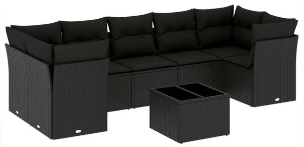 VidaXL Polyrattan Kerti Ülőgarnitúra - 8 részes - Fekete