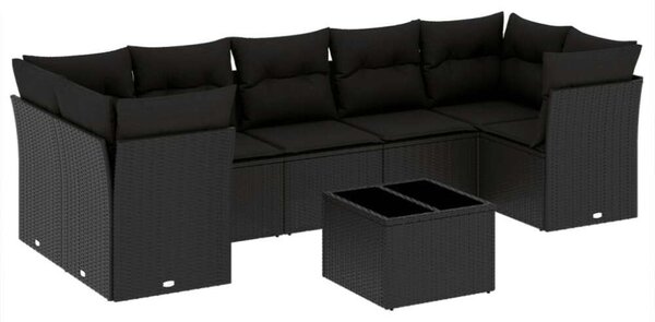 VidaXL Polyrattan Kerti Ülőgarnitúra - 8 részes - Fekete