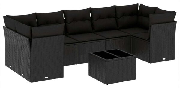 VidaXL Polyrattan Kerti Ülőgarnitúra - 8 részes - Fekete