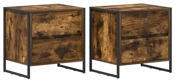 VidaXL Éjjeli asztal 2 pcs Füstös tölgy 50 x 39.5 x 50 cm Faanyag