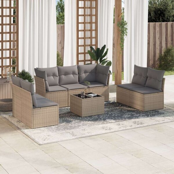VidaXL Polyrattan Kerti Ülőgarnitúra - 8 részes - Bézs