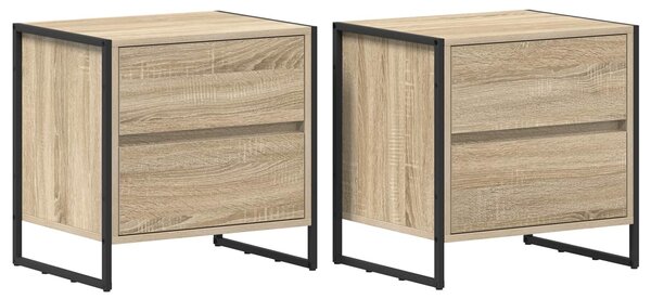 VidaXL Éjjeli asztal fiókkal 2 pcs Sonoma 50 x 39.5 x 50 cm Faanyag