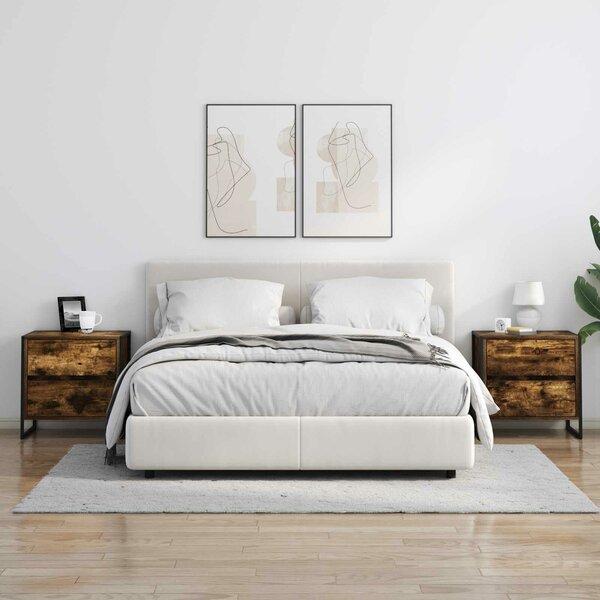 VidaXL Éjjeli asztal 2 pcs Füstös tölgy 50 x 39.5 x 50 cm Faanyag