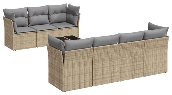 VidaXL 8 részes bézs polyrattan kerti ülőgarnitúra párnával