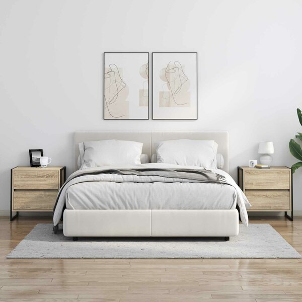 VidaXL Éjjeli asztal fiókkal 2 pcs Sonoma 50 x 39.5 x 50 cm Faanyag