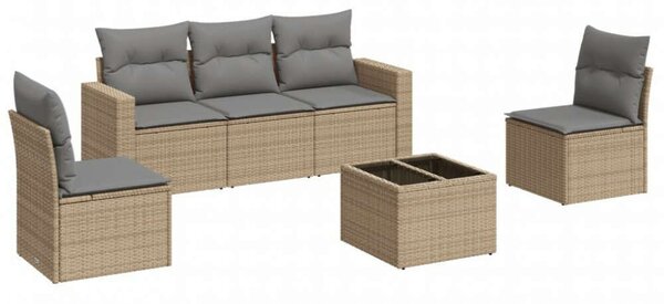 VidaXL Polyrattan Kerti Ülőgarnitúra - 6 részes - Bézs