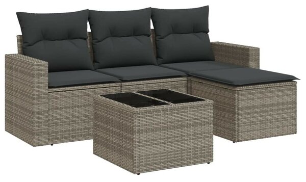 VidaXL Polyrattan Kerti Ülőgarnitúra - 5 részes - Szürke