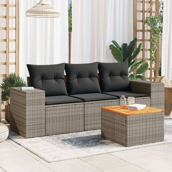 VidaXL Polyrattan Kerti Ülőgarnitúra - 4 részes szürke