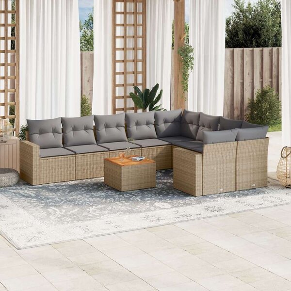VidaXL Polyrattan Kerti Ülőgarnitúra - 10 részes - Bézs