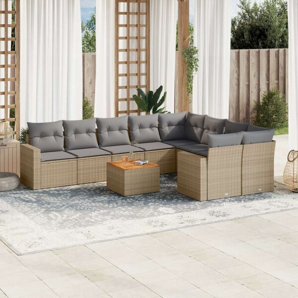 VidaXL Polyrattan Kerti Ülőgarnitúra - 10 részes - Bézs