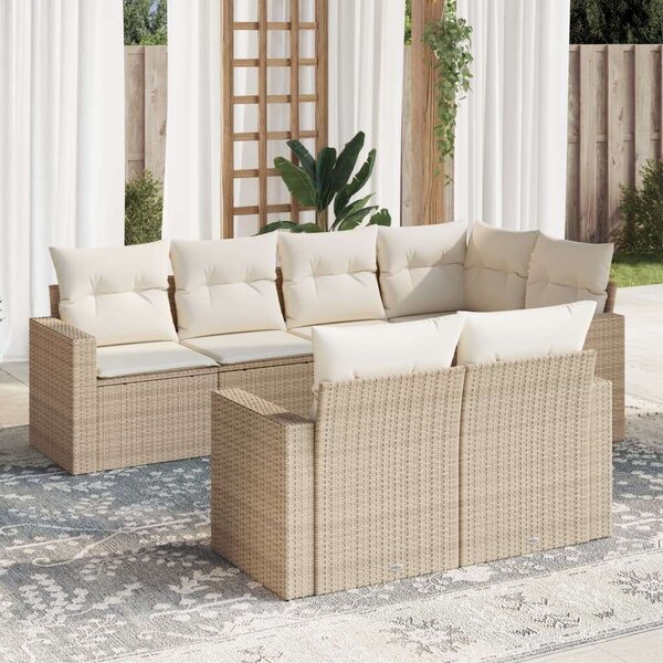 VidaXL Polyrattan Kerti Ülőgarnitúra - 7 részes - Bézs